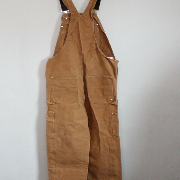 Carhartt Duck Zip to Thigh Bib Overall Unlined R37 Brown Chap 36 X 30 H12051 - Picture 7 of 12